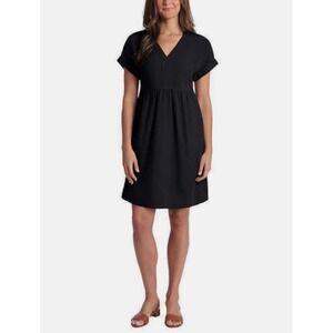 Briggs Linen Blend Black Babydoll Tunic Dress XXL Relaxed Fit Boho